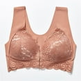 thumbnail image 4 of PEASKJP Sports Bras for Women Full Coverage Front Closure Wire Free Back Support Posture Bra, Brown 46, 4 of 4