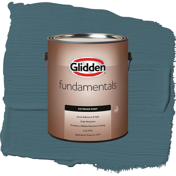 Glidden Fundamentals Azalea Leaf / Blue, Flat Exterior Paint, 1 Gallon