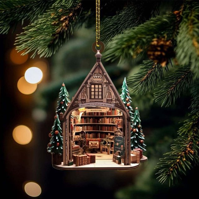 Christmas Bookstore Ornament, Book Lover Christmas Ornament, Christmas Book Tree Ornament, Book Christmas Tree Ornaments, Book Ornaments for Christmas Tree, Bookgift (#A)