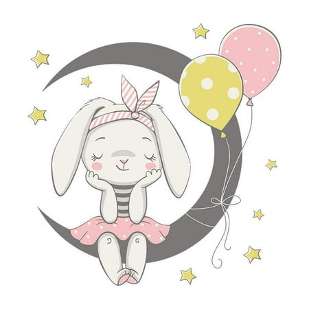 

Cartoon Moon Bunny Wall Stickers Kids Room Home Decor Background Beautify Decorative Sticker for Ceilings Doors and Windows