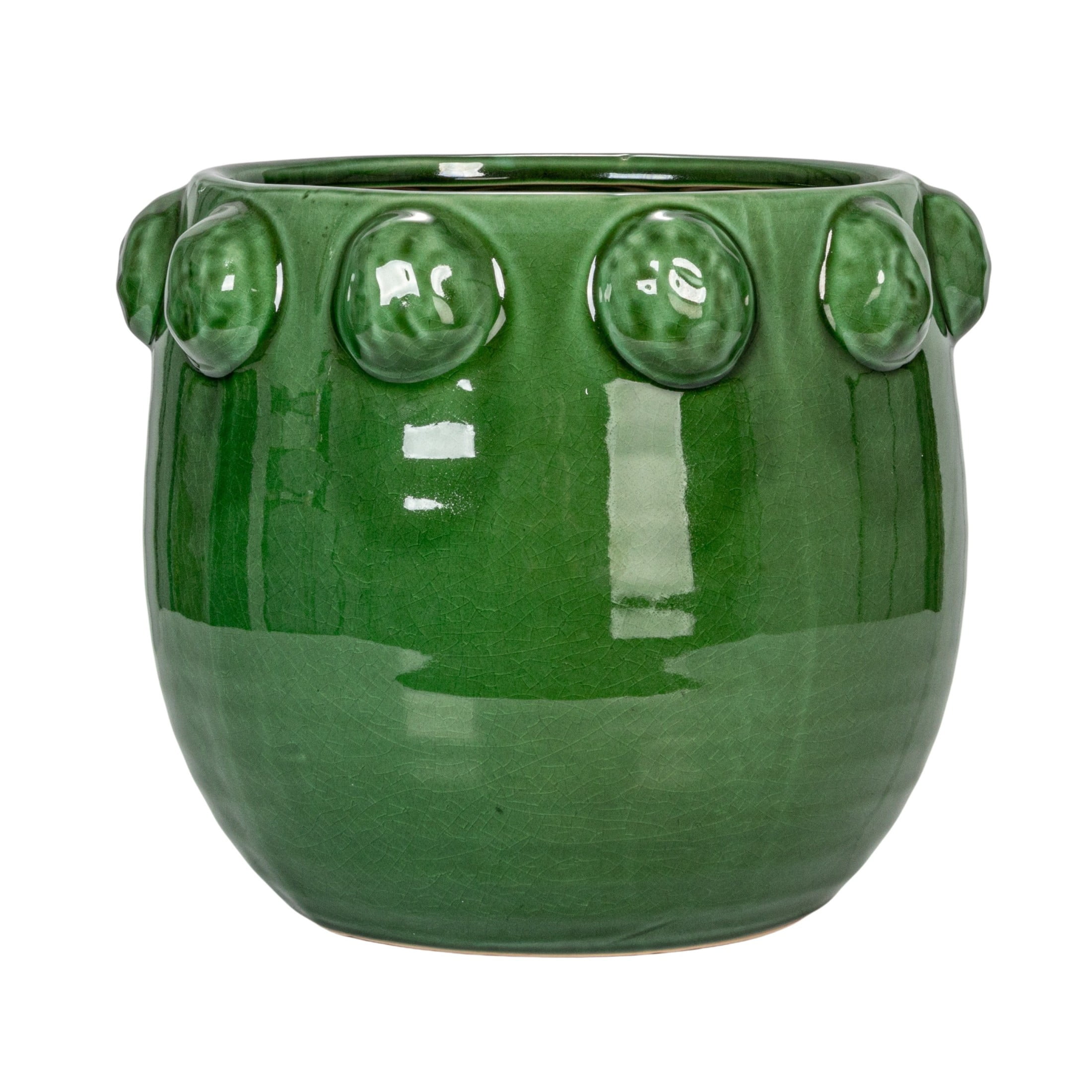 Creative Co-Op Terra-cotta Planter with Raised Dots, Green