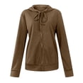 thumbnail image 4 of Womens Fashion Solid Zipper Draw String Up Casual Long Sleeve Hooded Sweatshirt Coat, 4 of 4
