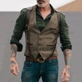 thumbnail image 2 of ANINEO Men Fall Winter Casual Retro Single- Suit Vest Solid Color Leisure Male Dailywear, 2 of 9
