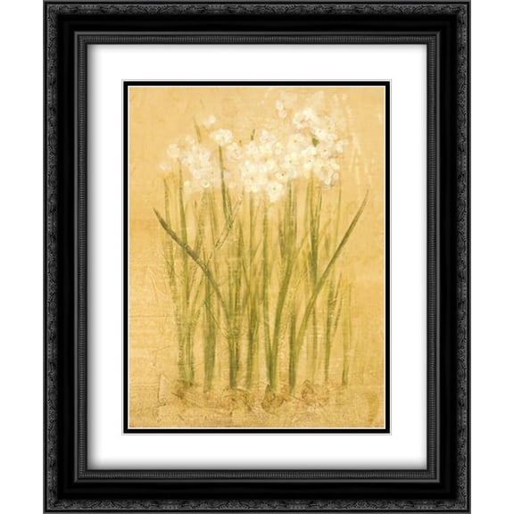 Narcissus 2x Matted 15x18 Black Ornate Framed Art Print by Cheri Blum