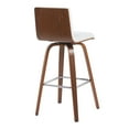thumbnail image 4 of Vienna Modern Swivel Bar Height Stool with Snow White Faux Leather Seat and Walnut Finished Wood Frame, 4 of 5