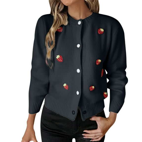 Breezora Chunky Cable Knit Cardigan Open Front Sweater Women’s Long Sleeve Comfortable Loose Fit Outdoor Indoor Use L Size Black