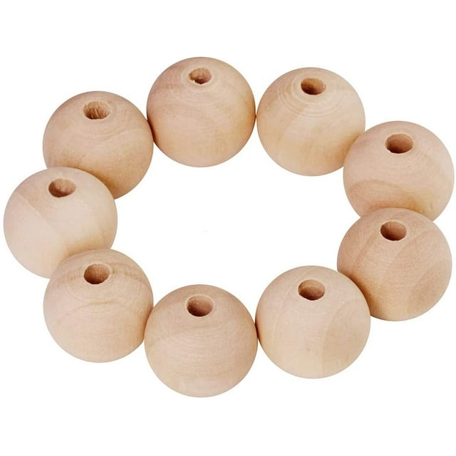 120 Pcs Inachevées Naturelles Rondes en Bois Massif Entretoise Perles Boule Ronde 1 Pouce de Diamètre Boules de Perles en Bois Lâches pour la Fabrication de Bijoux