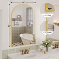 thumbnail image 3 of 30x40 pulgadas arched wall mirror - wall - mounted vanity mirror con arch metal frame para bathroom, dormitorio o sala de estar, gold (hanging o leaning), 3 of 8