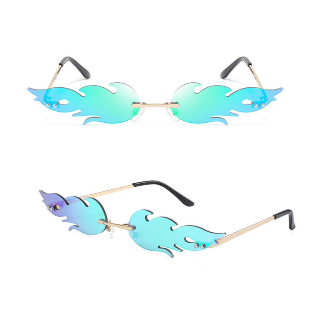 Kreigaven Fire Flame Sunglasses Flame Rimless Sunglasses Shaped Sun