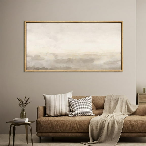 IDEA4WALL Extra Large Framed Canvas Print Wall Art Minimalist Neutral Landscape Abstract Horizon Line Retro Artwork Nature Wilderness Fine Art Vintage Decor for Home Decoration - 60"x30"