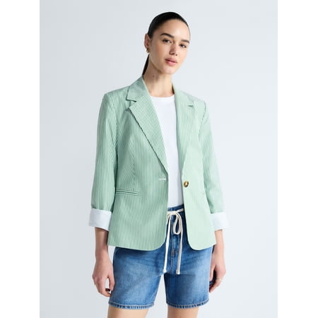 Free Assembly Women's and Women's Plus Single Breasted Blazer, Sizes XS-4X