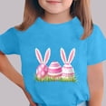 thumbnail image 2 of SERTG Girls Easter Bunny Print Short Sleeve T Shirt Soft Breathable Crew Neck Tee Casual Regular Fit Lightweight Comfortable Fashion Top Cute Easter Holiday T Shirt(Blue,7-8Years), 2 of 5