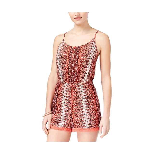 Ultra Flirt Womens Crochet-Trim Romper Mono, Rojo, Grande Ultra Flirt Mameluco