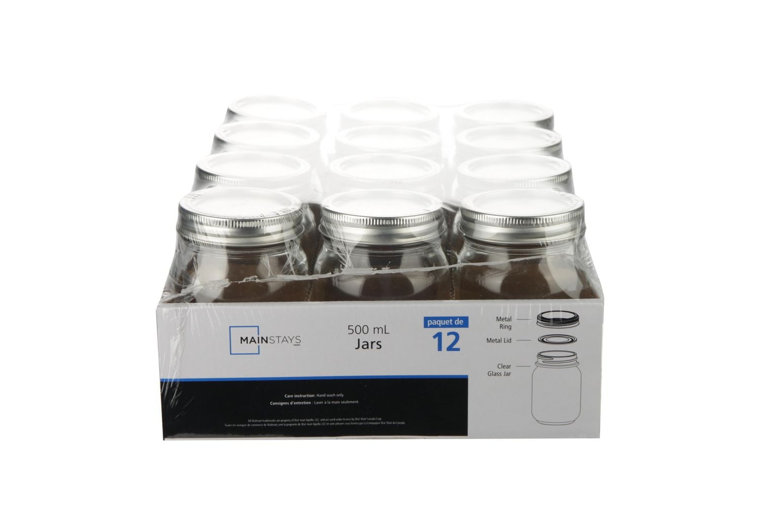 Mainstays Pots En Verre Clair, 500ml, 36 Pièces Pot en verre
