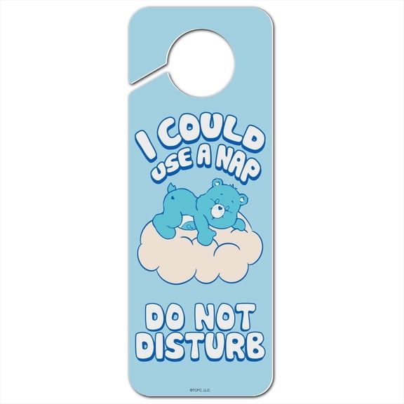Care Bears Bedtime Bear I Could Use a Nap Plastic Door Knob Hanger Sign
