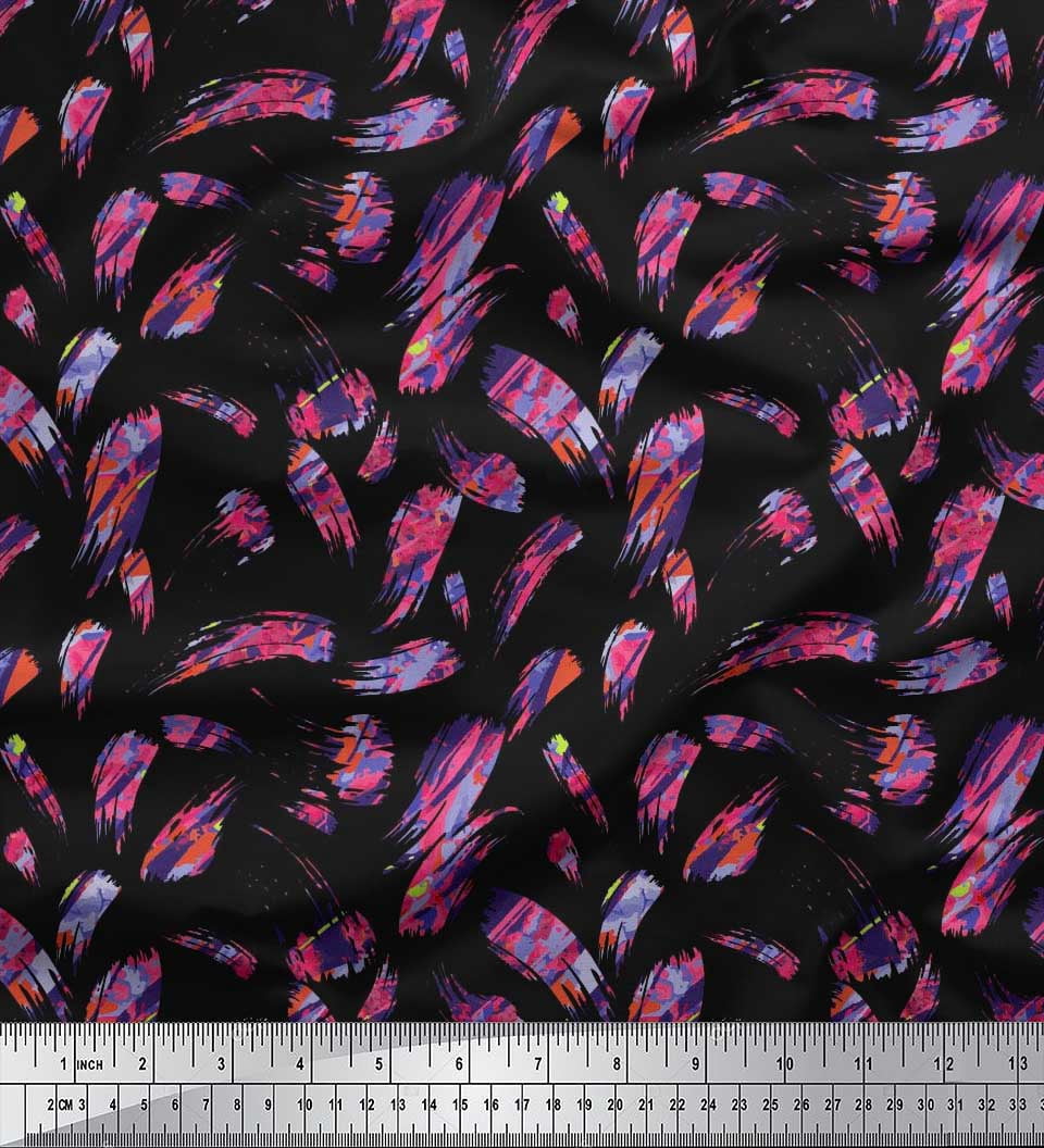 Soimoi Poly Georgette Fabric Brush Stroke Abstract Fabric Prints By Yard 42 Inch Wide