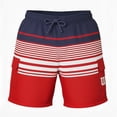 thumbnail image 1 of Traje de Baño Deportivo Wilson para Hombre Tipo Cargo Bolsas Laterales Jareta Ajustable Color Rojo Rayas Talla CH, 1 of 1