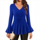 thumbnail image 5 of RKSTN Women's Dressy Sparkly T Shirts Oversized V Neck Glitter Sparkly Long Sleeve Shirt Top Womens Casual Solid Plus Size Sequined Loose Fits Comfy Tee Party Club Night Blouses Fall Spring Clothes, 5 of 10