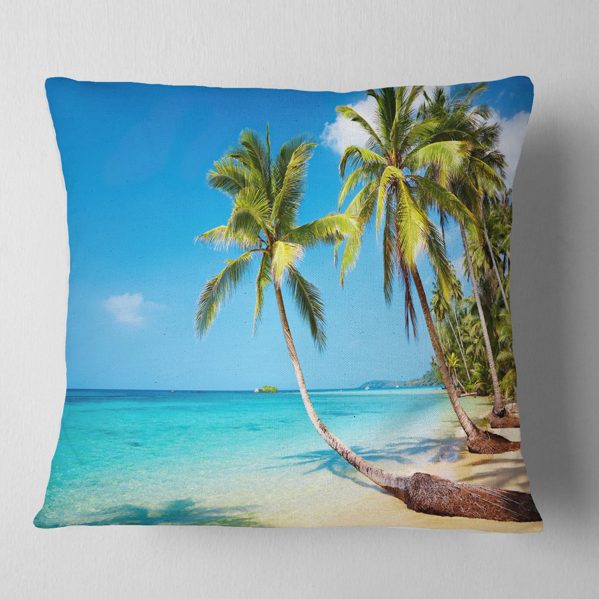 Designart Tropical Beach - Photography Seascape Throw Pillow - 16x16