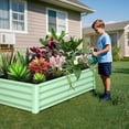 thumbnail image 4 of Luku Raised Garden Bed, Galvanized Raised Garden Bed, Outdoor Large Planter Raised Beds Open Base with Safety Edge and Glove for Vegetables Flowers Ground Planter, 4 of 9