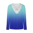thumbnail image 4 of LYXSSBYX Long Sleeve Shirts for Women Women's Fashion Casual Gradient Loose Lace Long Sleeve V-neck Tops, 4 of 5
