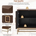 thumbnail image 5 of EUROCO 59.8" Retro Sideboard Storage Buffet Cabinet, wooden Buffet Cabinet with 4 doors, 2 Adjustable Shelves, Rectangular Metal Handles and Legs for Kitchen, Living room, and Dining Room, Espresso, 5 of 8
