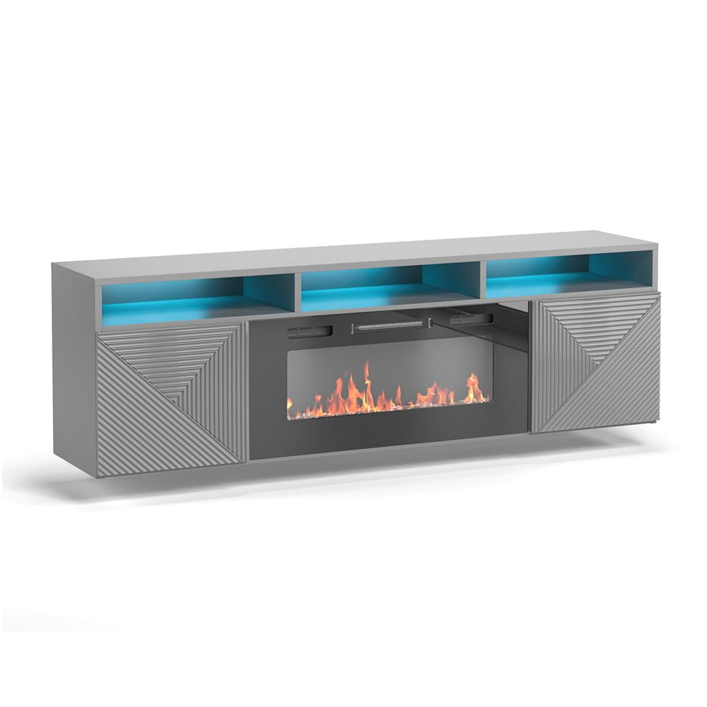 Giza EF Wall Mounted Electric Fireplace Modern 63" TV Stand Gray