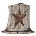 Country Star Fleece Throw Blanket Retro Rust Yellow Star Beige ...