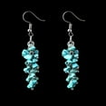 thumbnail image 1 of Nvzi Pendientes de piedra natural personalizados, pendientes largos colgantes con borlas de piedra natural irregulares (azul claro), 1 of 4