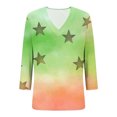 thumbnail image 4 of Cavosen Blouse for Women 3/4 Sleeve V Neck Cute Sweatshirt Star Lightweight Oversized Pullover Soft Spring Orleans Party Tops, 4 of 7