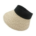 thumbnail image 2 of SPRING PARK Women Summer Straw Hat Visor Fold able Roll Up Wide Brim Open Top Sun Cap, 2 of 4
