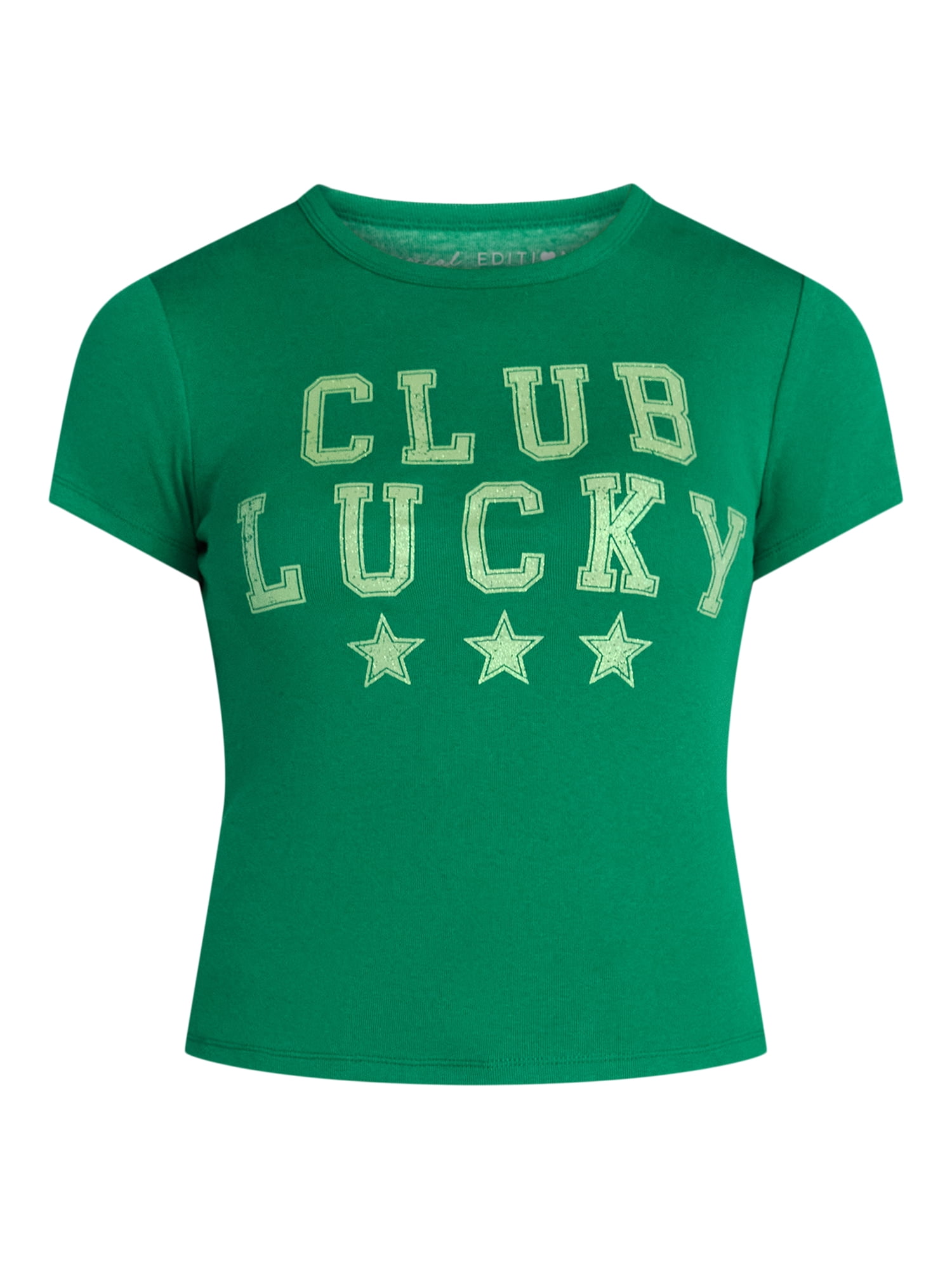 St. Patrick's Day Club Lucky Women’s Graphic Tee with Short Sleeves, Sizes XXS-XXL