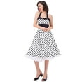 thumbnail image 6 of IBTOM CASTLE Women Vintage 50's 60's Rockabilly Audrey Hepburn Tea Dress Halter Polka Dot Wedding Cocktail 1950s Party Swing Short Gown XL White, 6 of 8