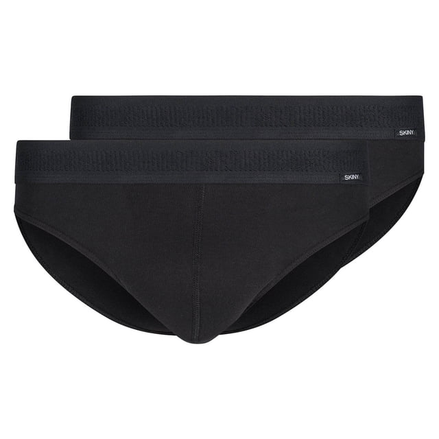 SKINY Calzoncillos brasileños para hombre, paquete de 2 - Algodón Retro, Calzoncillos, Costilla fina, Algodón Negro S (Small)