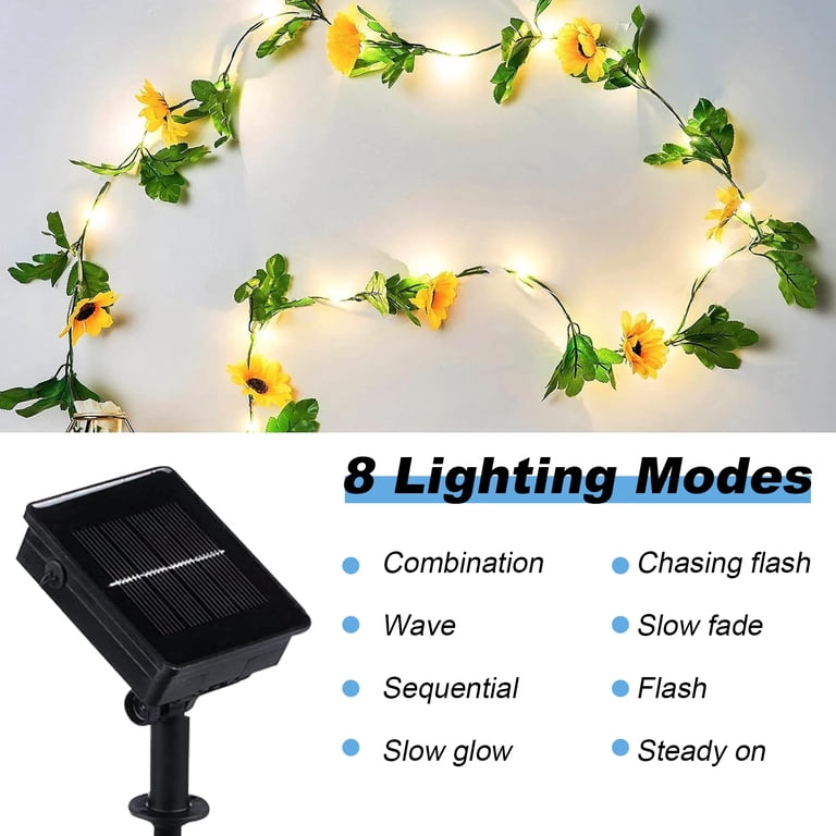 Qoosea Solar Sunflower Lights, 13ft with 40 LED Lights photo 5