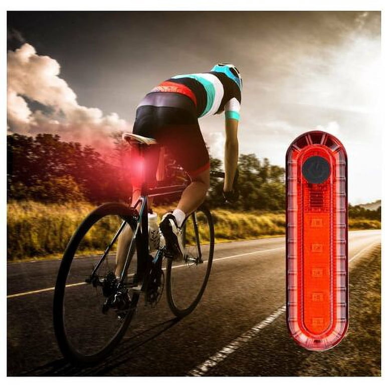 USB Rechargeable Bike Tail Light - Super Bright LED, 6 Modes, Memory Function, For Road & Mountain Bikes