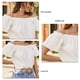 thumbnail image 4 of Top de verano para mujer, Top informal holgado con hombros descubiertos y manga corta con ribete de volantes para mujer, 4 of 6