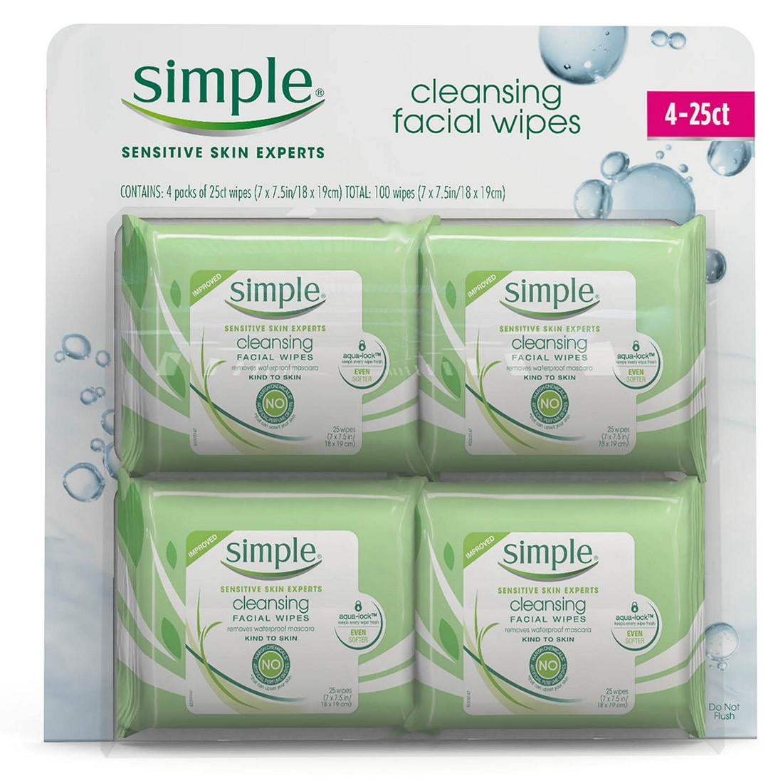Simple Cleansing Facial Wipes, 4 pk./25 ct.