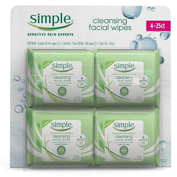 Simple Cleansing Facial Wipes, 4 pk./25 ct.