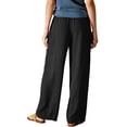 thumbnail image 4 of Minjewel Women's Solid Color Elastic Waist Loose Fit Breathable Cotton Linen Pants, Casual Trousers for Summer and Beach, Lightweight Comfortable,Black,S, 4 of 5