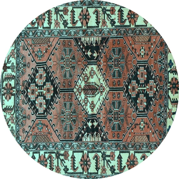 Ahgly Company Indoor Round Persian Light Blue Traditional Area Rugs, 5' Round