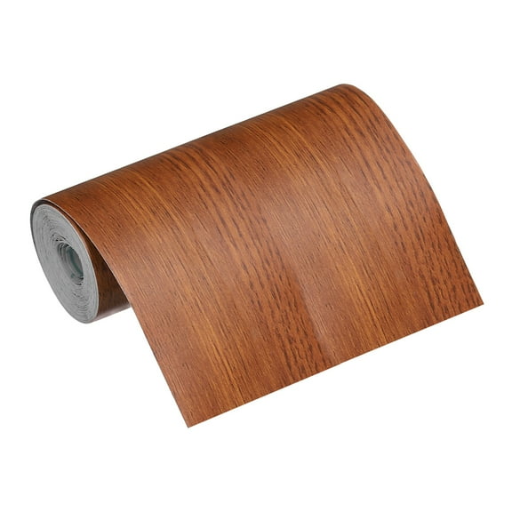 Wood Grain Repair Tape, 4 Inch x 16 Feet Self Adhesive Wood Grain Tape Multi-Purpose Wallpaper Border Trim for Furniture Floors Windows Doors Tables Home, Red Oak
