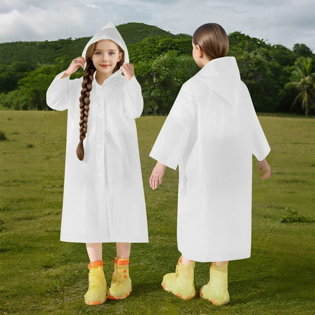 Cowsor Ponchos de Pluie Imperméables pour Garçons Filles Poncho de Pluie Réutilisable avec Capuchon et Manches Manteaux de Pluie Imperméables d'Extérieur Veste