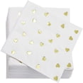 thumbnail image 1 of Gold Heart Cocktail Napkins (50 Pack) 5 X 5 Inches, Gold Foil, 1 of 7