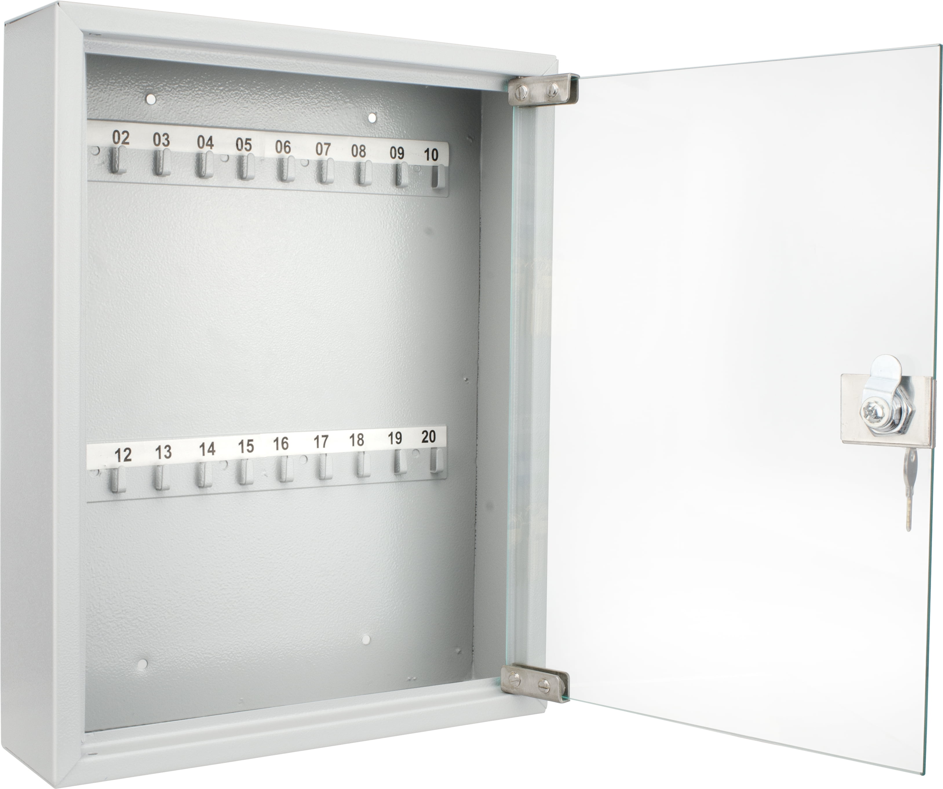 20 Keys Lock Box Gray W/ Glass Door