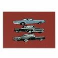 thumbnail image 1 of Truck Cutting Board, Vintage Pickup Vehicle Designs on Abstract Ruby Background Inner City Transport, Decorative Tempered Glass Cutting and Serving Board, Small Size, Ruby Blue White, by Ambesonne, 1 of 1