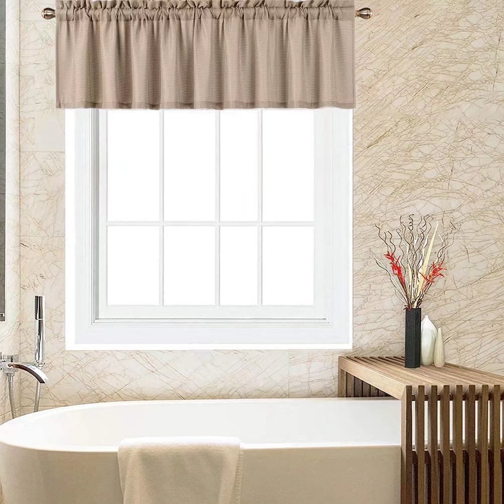 Haperlare Kitchen Curtain Valance 60"W x 15"L Waffle Weave Waterproof
