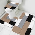 thumbnail image 3 of Brown Grey Bath Mat 3 Piece Bathroom Rug Set, Modern Brown Geometric Non Slip Bath Rug Contour Mat and Toilet Lid Cover, Absorbent Shower Mats Soft Bath Rugs and Mats Sets, 3 of 8