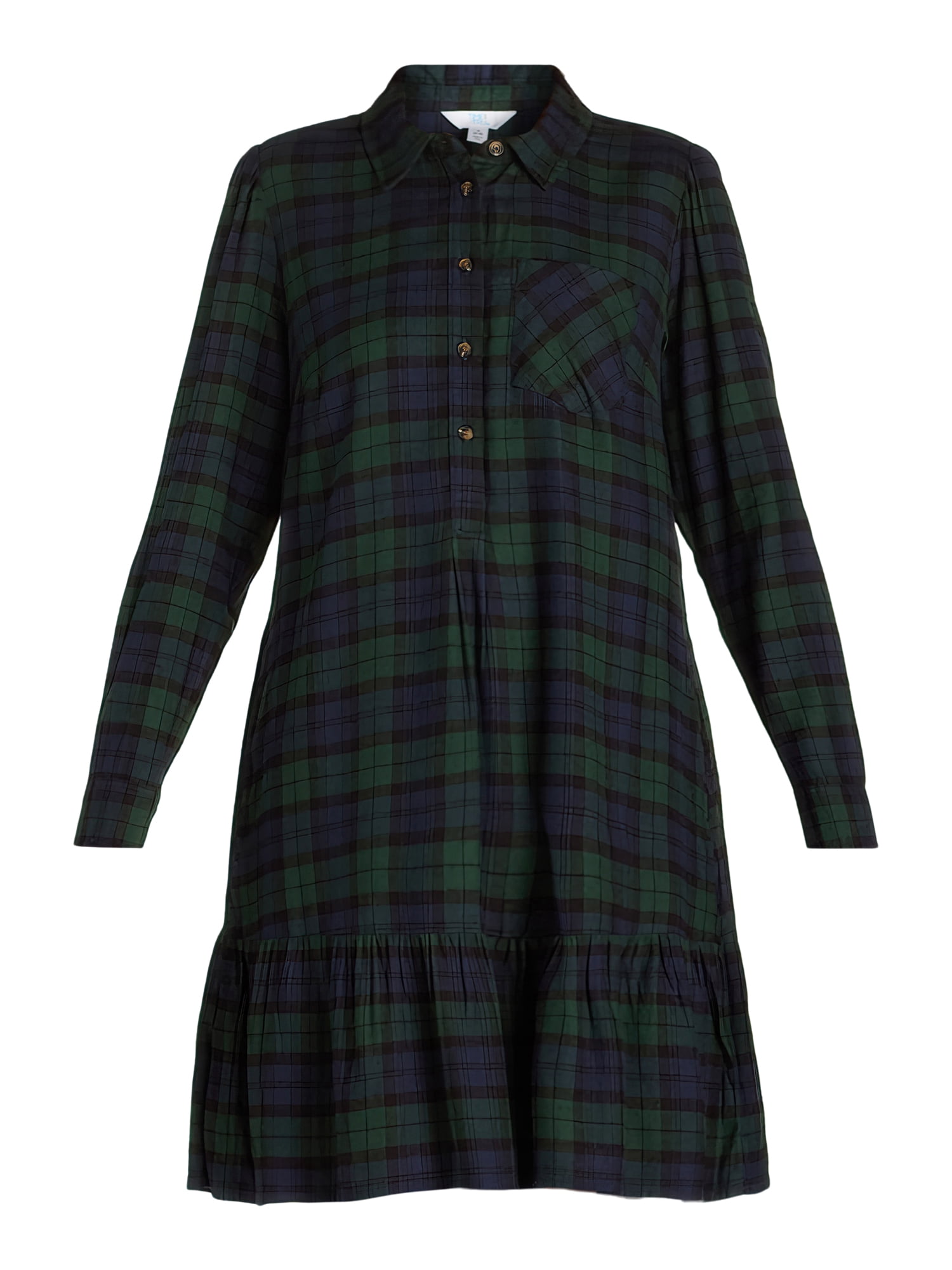 Time and Tru Women's Plaid Mini Dress with Long-Sleeves, Sizes XS-XXXL