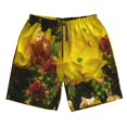 thumbnail image 2 of Honeii's Cactus Flowers Print Men's Casual Shorts with Drawstring，Swim Trunks Quick Dry Beach Shorts, 2 of 5